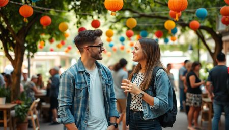 body language flirting at socially distanced gathering