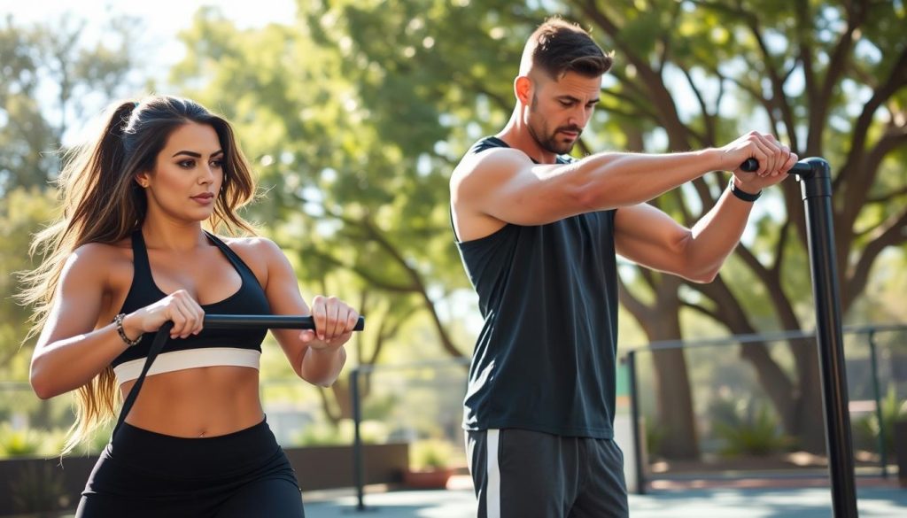 Khloe Kardashian with Trainer