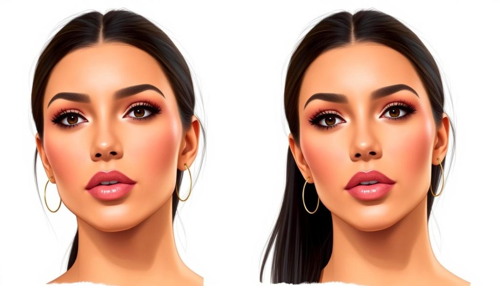 Kim Kardashian's facial features comparison