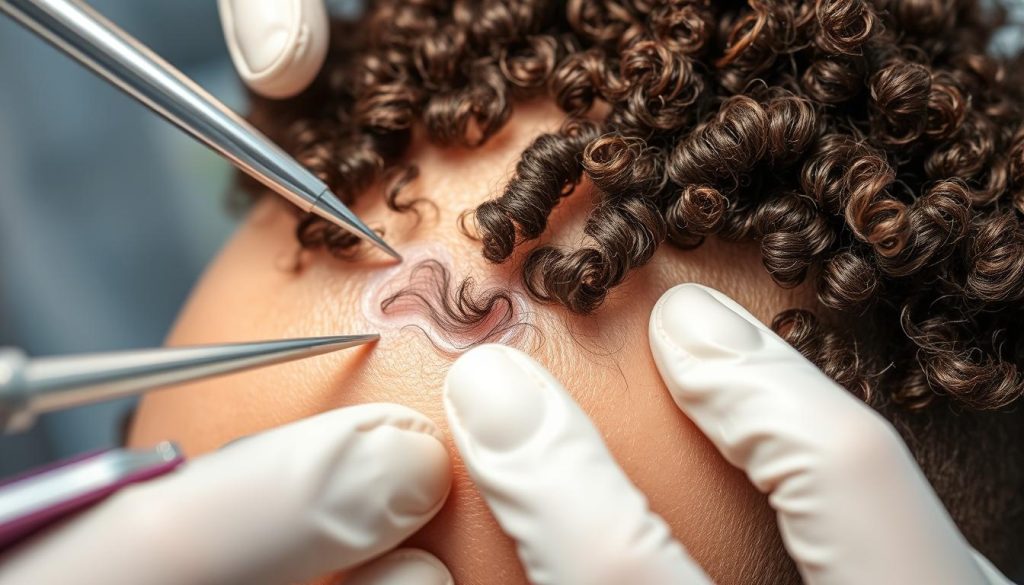 Curly hair transplant graft survival