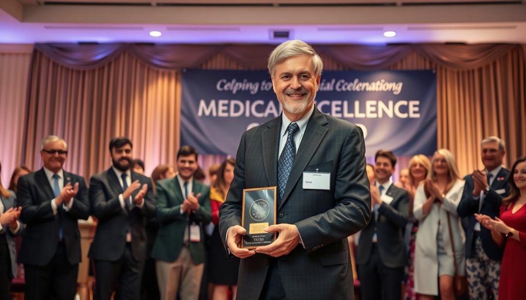 Dr. Abdu receiving medical award