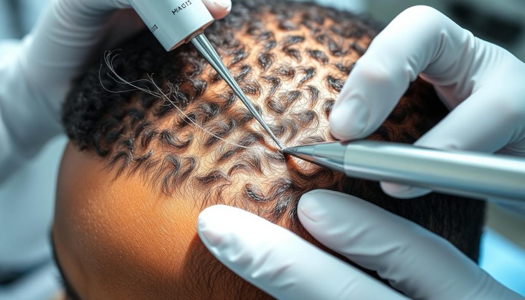 Follicular unit extraction for African-American hair