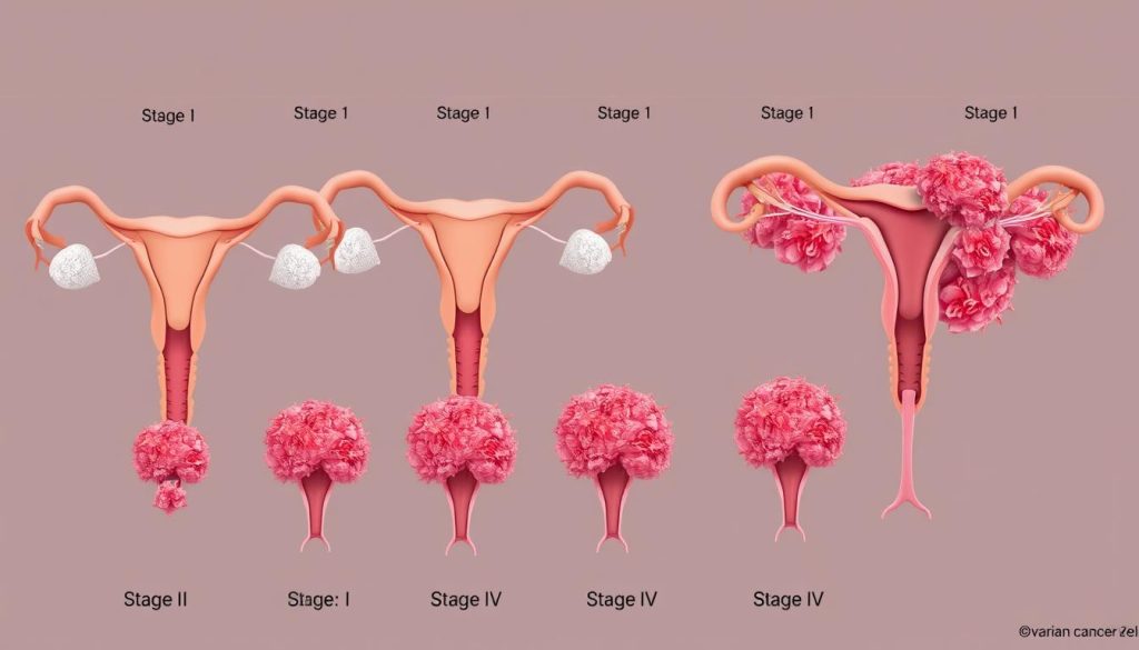 Ovarian cancer stages diagram