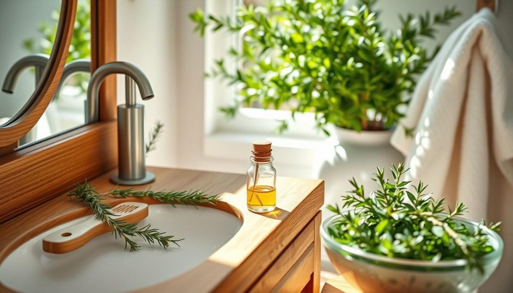 daily hair care regimen with rosemary