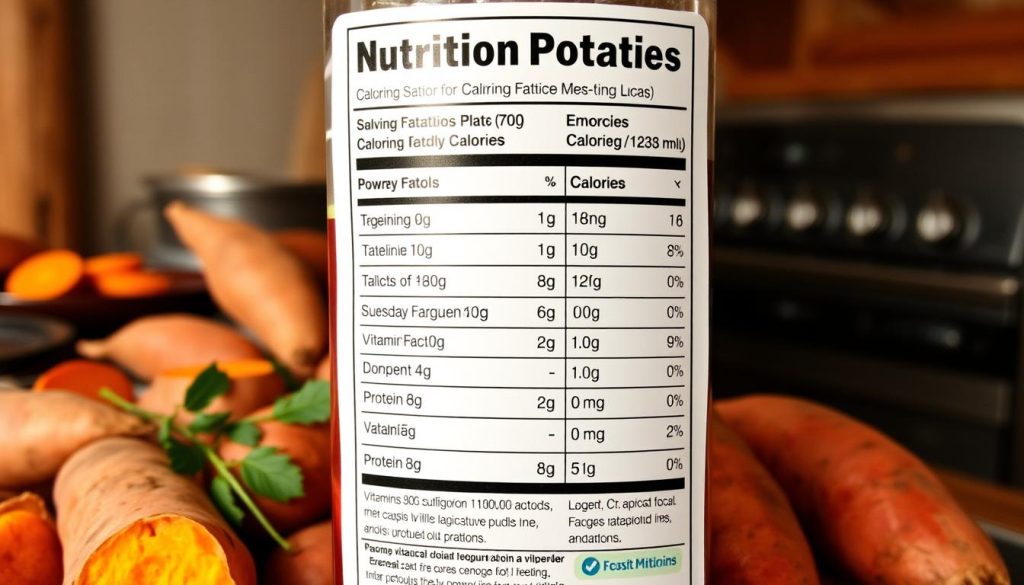 sweet potato calories nutrition label