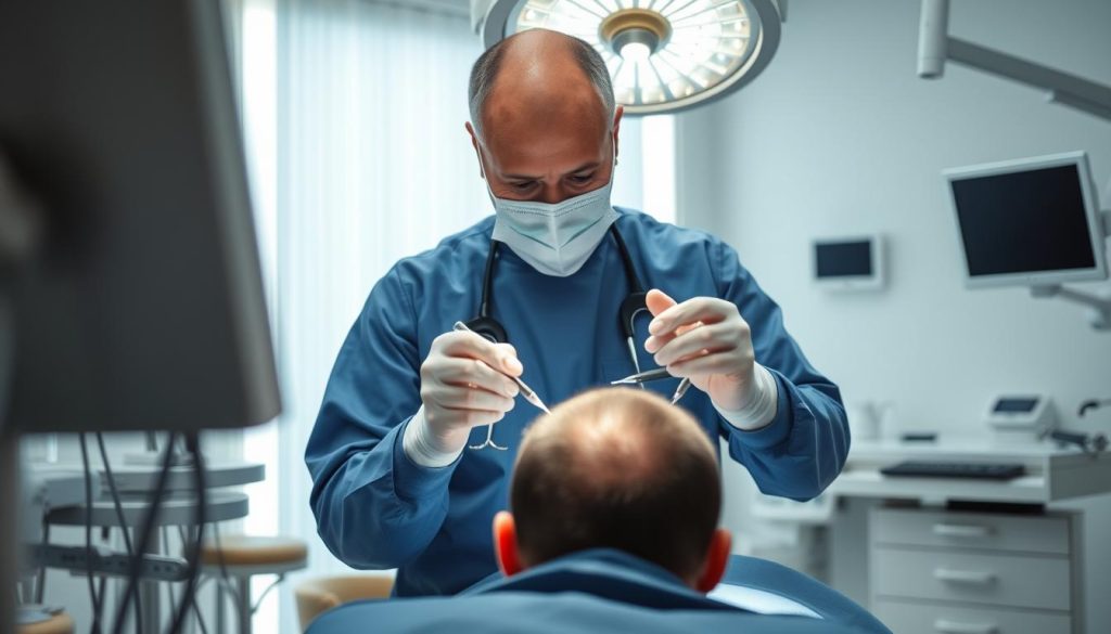 Hair transplant surgeon Birmingham performing procedure