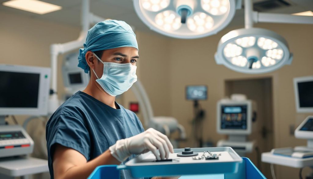 Surgical technician in operating room